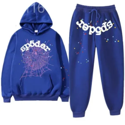 Blue Classic Flame Sp5der Tracksuit