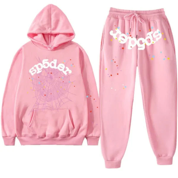 Pink Classic Flame Sp5der Tracksuit